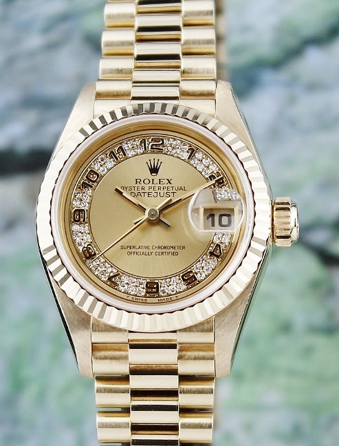 (image for) LIKE NEW ROLEX LADY SIZE 18K GOLD OYSTER PERPETUAL DATEJUST - 69178